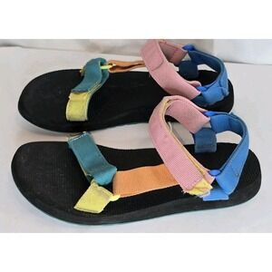 TEVA Original‎ Classic Strap Sandals Women MultiColor Rainbow Nylon US 6 EU 37